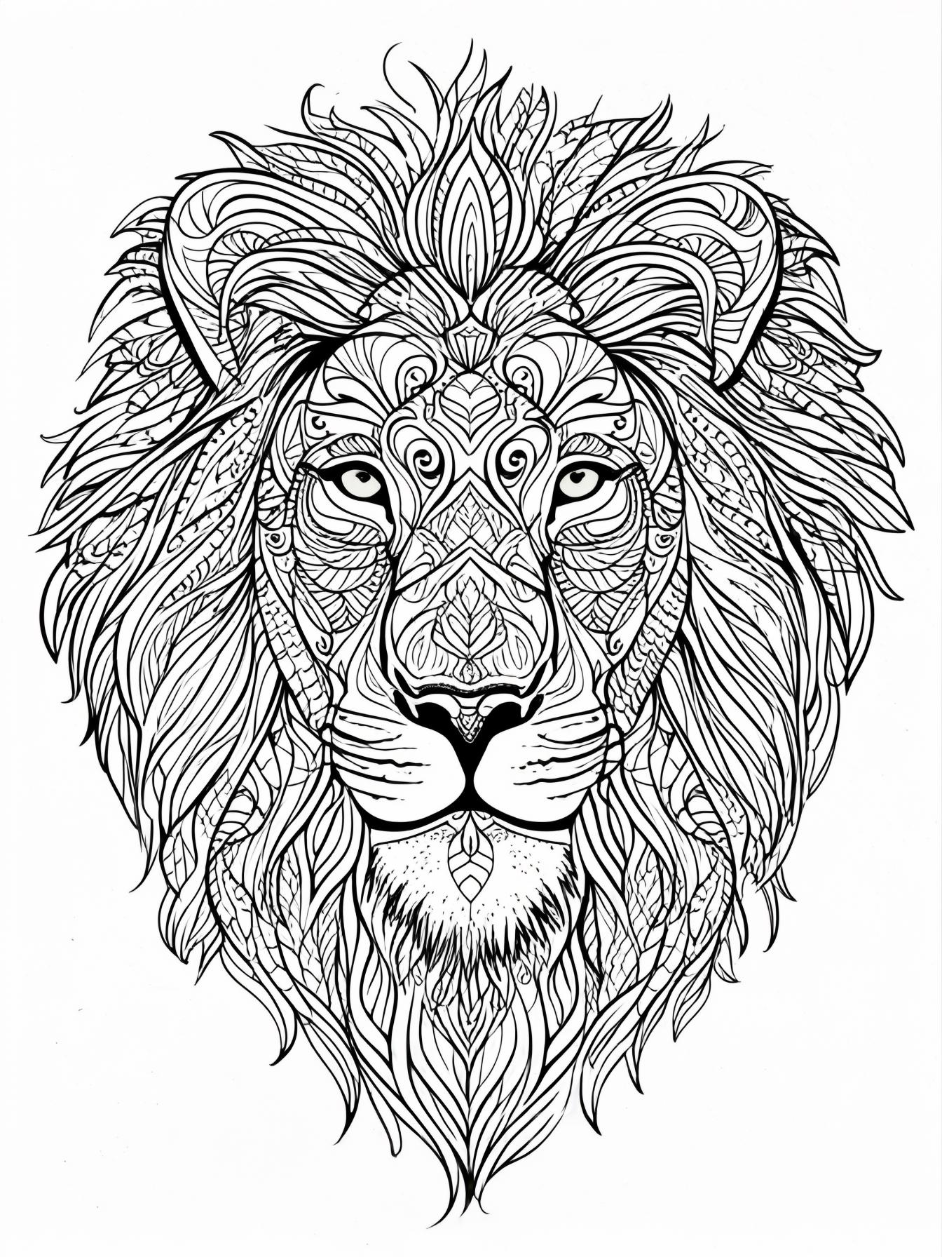 an intricate lion face mandala