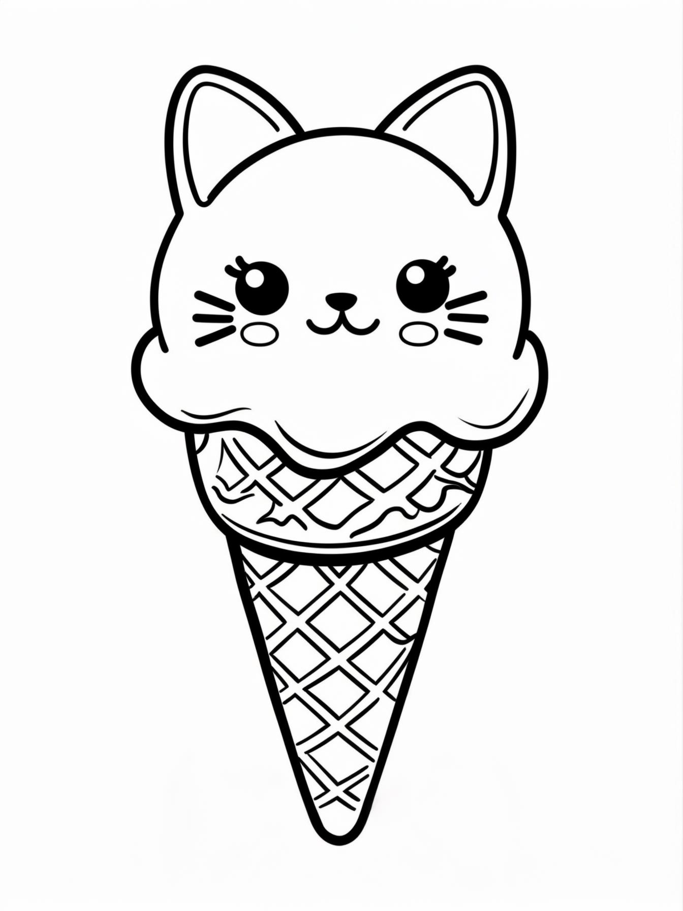 Kitty Cone: A kawaii ice cream cone where the scoop of ice cream is shaped like a cat’s head with ears and whiskers.