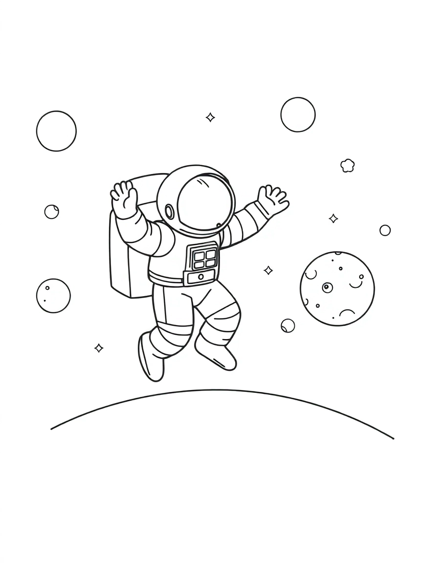 An astronaut floating in outer space.