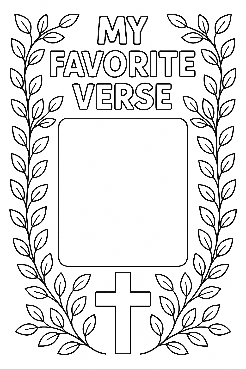 Leave a large blank area in the center with decorative vines and a cross border so users can write their favorite verse.