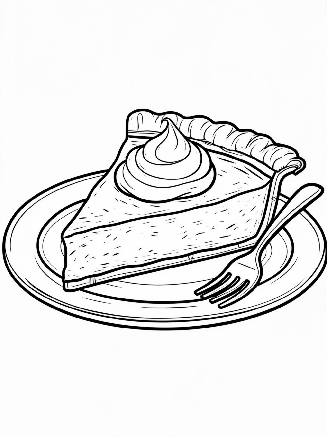 Slice of pumpkin pie with whipped cream, fork and plate