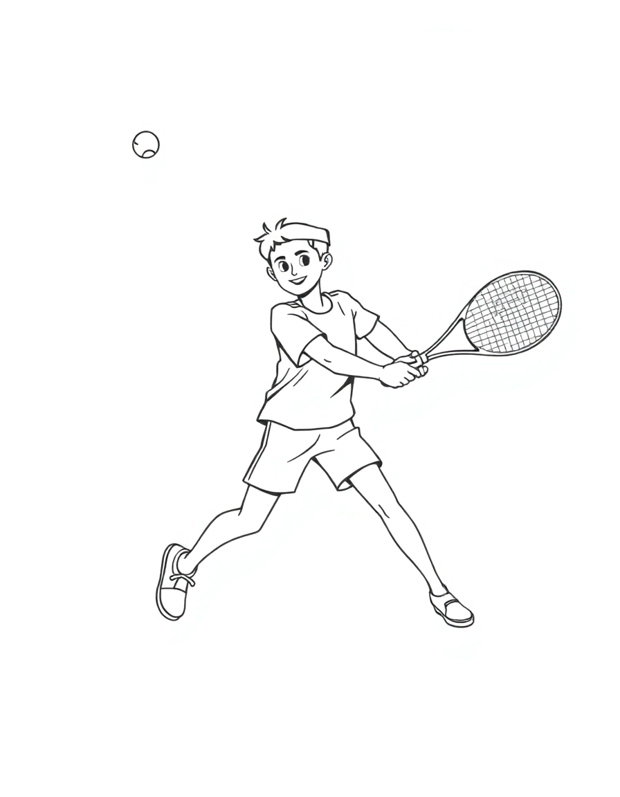 A tennis player hitting a serve.