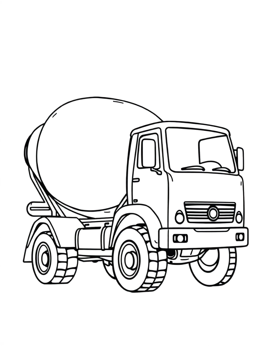 A cement mixer truck 