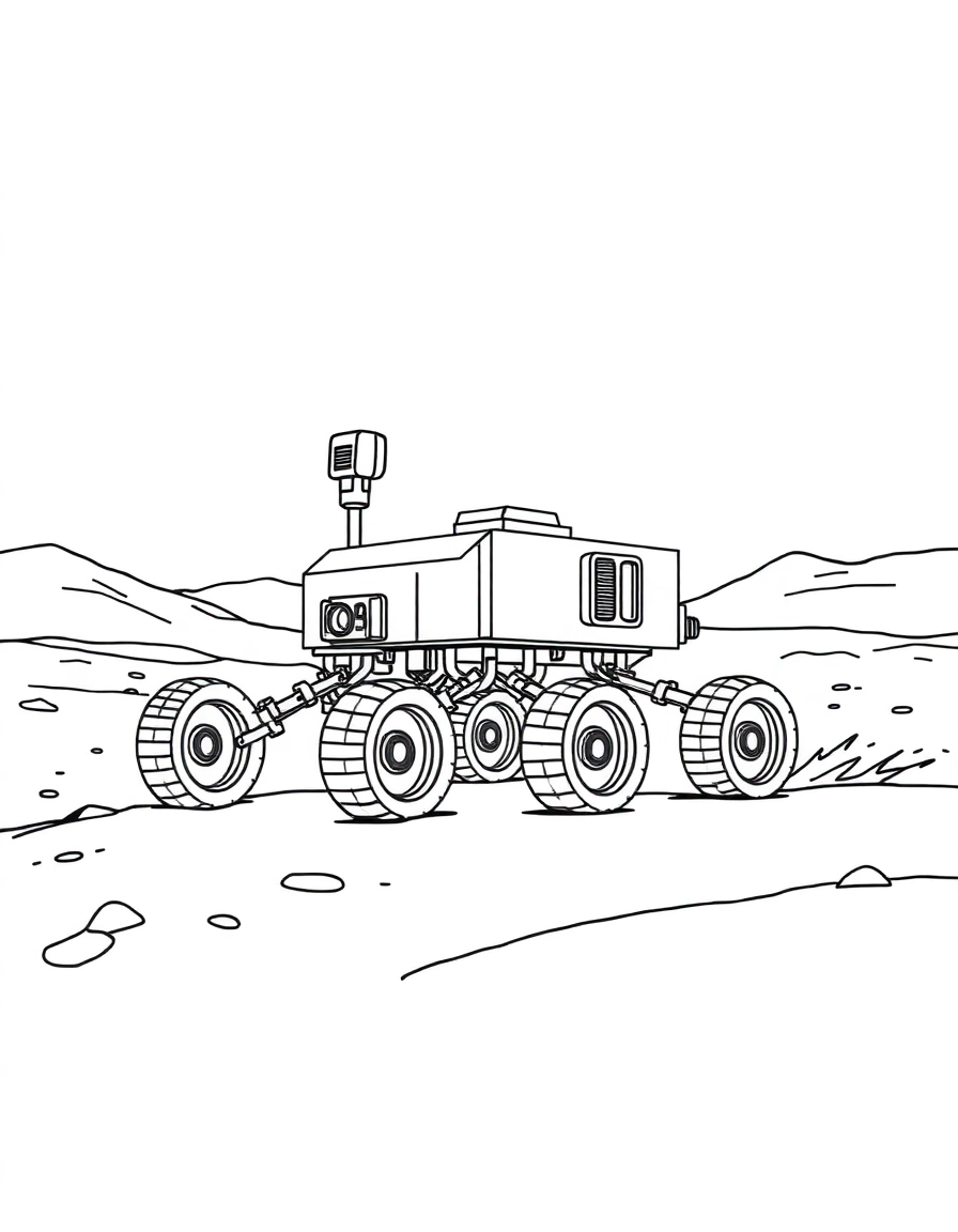 A rover driving on the surface of Mars.