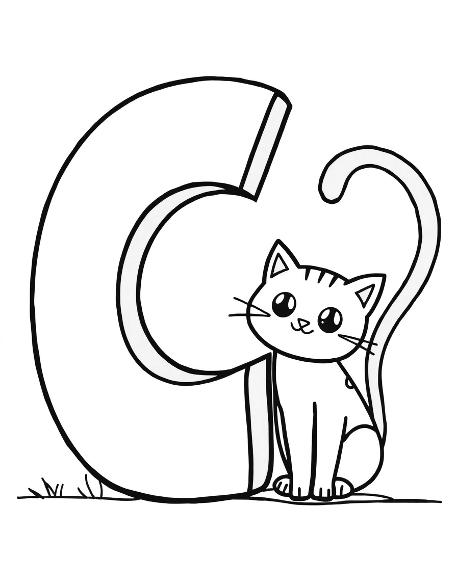 a giant letter "C" with Cat next to the "C"