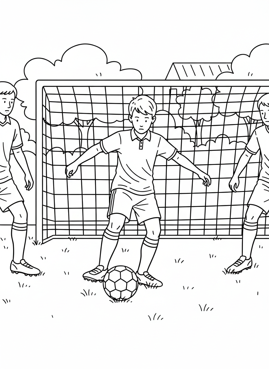 A young player passing the ball with the inside of their foot, proper technique demonstration