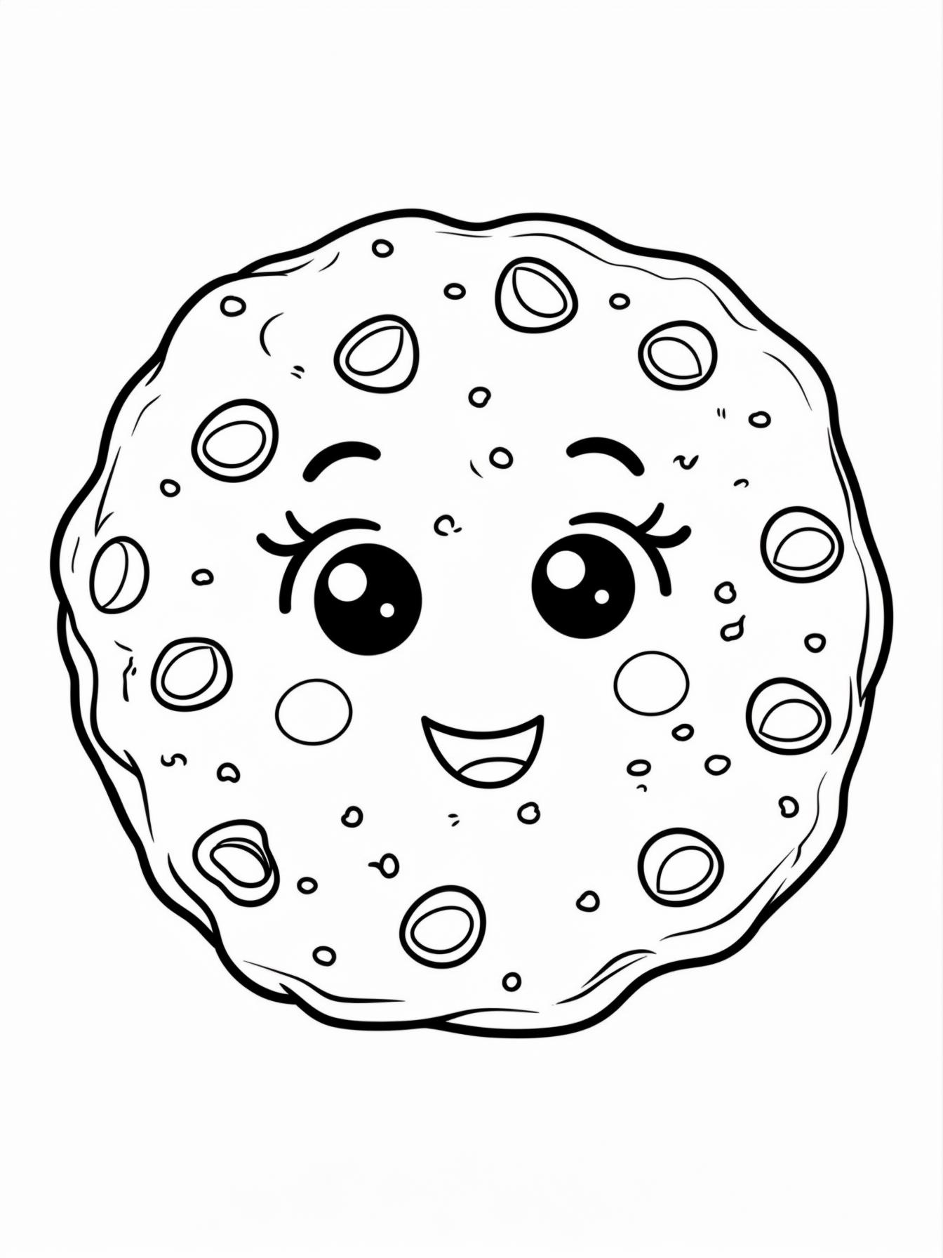100th Day of School: Smart Cookie: A giant chocolate chip cookie with exactly 100 chips (represented as simple dots for coloring) and a happy face.