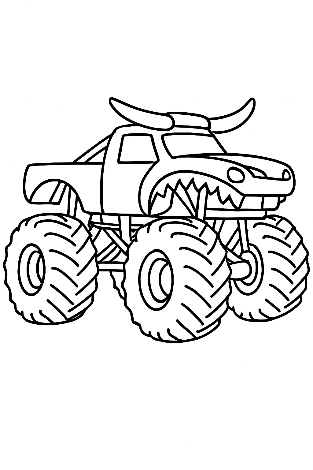 a monster truck in the style of el toro loco from monster jam with no eyeballs