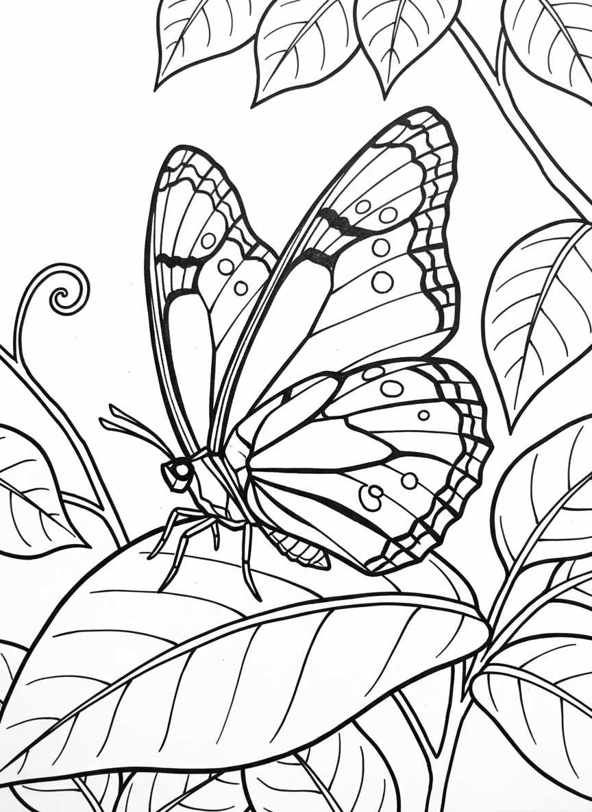 A close-up of an origami monarch butterfly showing paper fold creases and decorative wing spots, perched on a leaf
