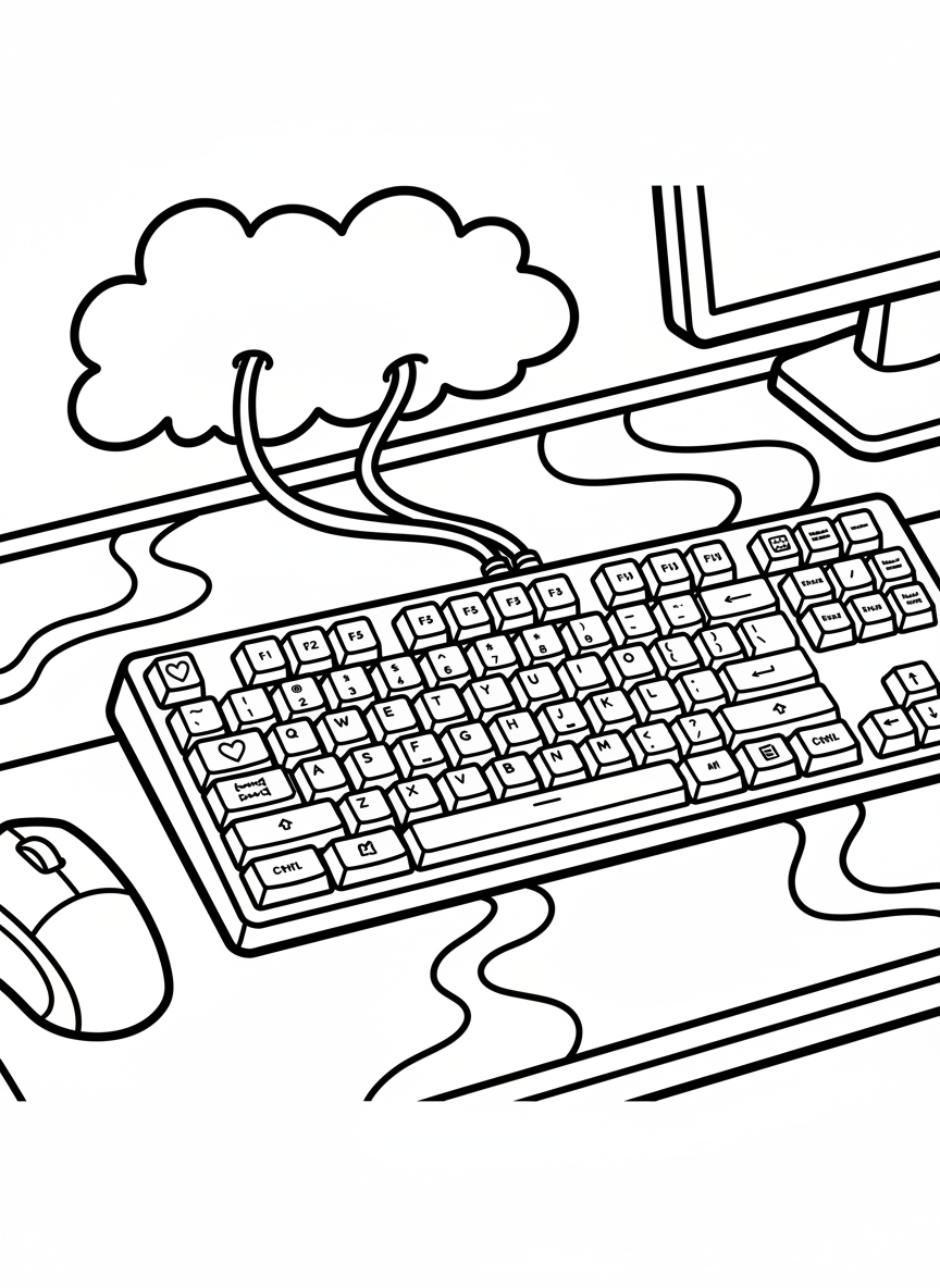 A gaming keyboard with visible keys, some highlighted with fun symbols like hearts, stars, and smiley faces for decoration.