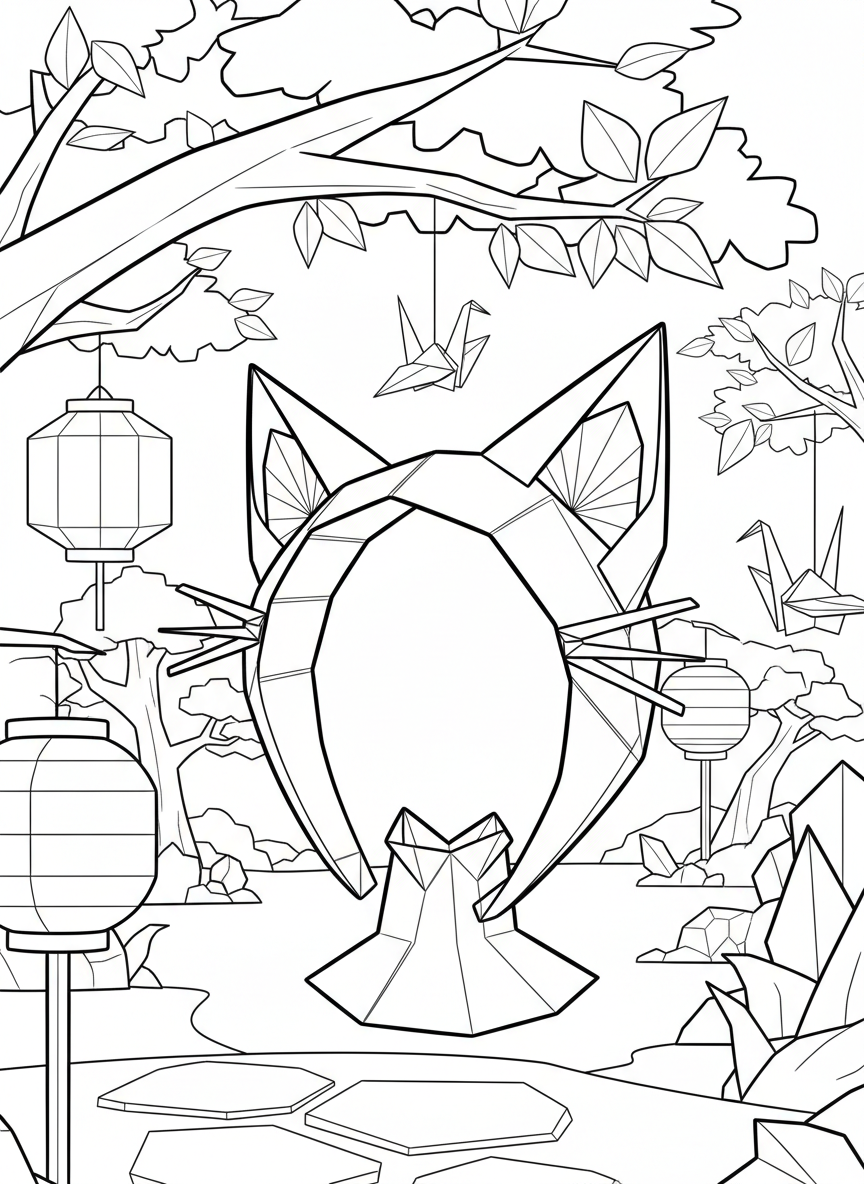 Origami cat ears headband with pointed triangular ears and whisker details, displayed from a three-quarter view.