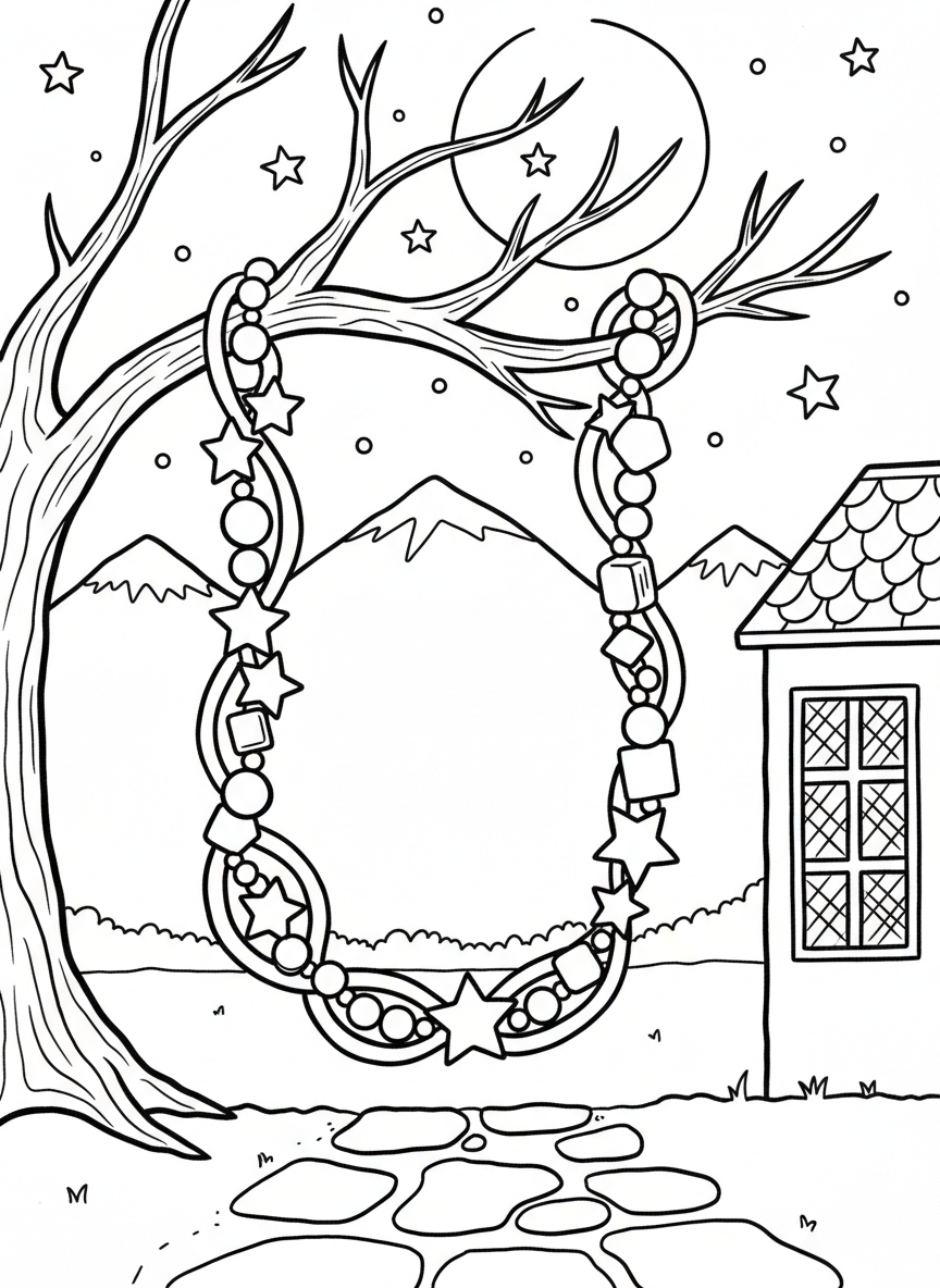 A necklace made of 100 beads in various shapes like circles, stars, and squares strung together