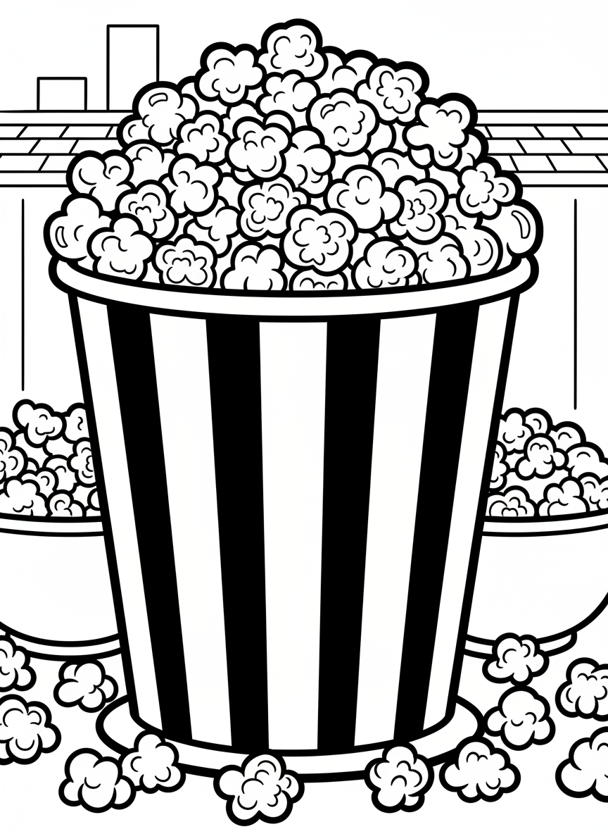 Chicago-style popcorn bucket overflowing with caramel and cheese popcorn mix, simple kernels and container