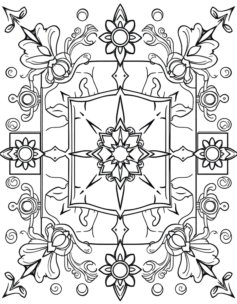 Geometric Fun: A design using only big squares, circles, and triangles—perfect for teaching shapes while coloring.