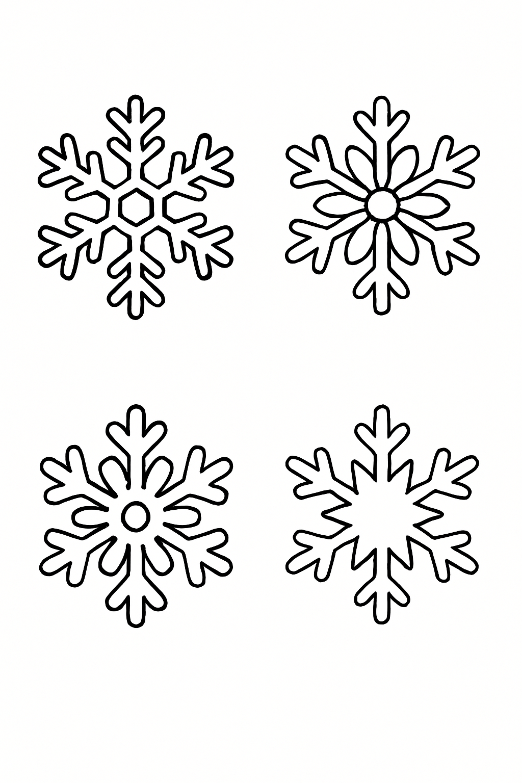 Snowflake pack: 4 unique snowflake shapes with clear symmetrical designs for cutting