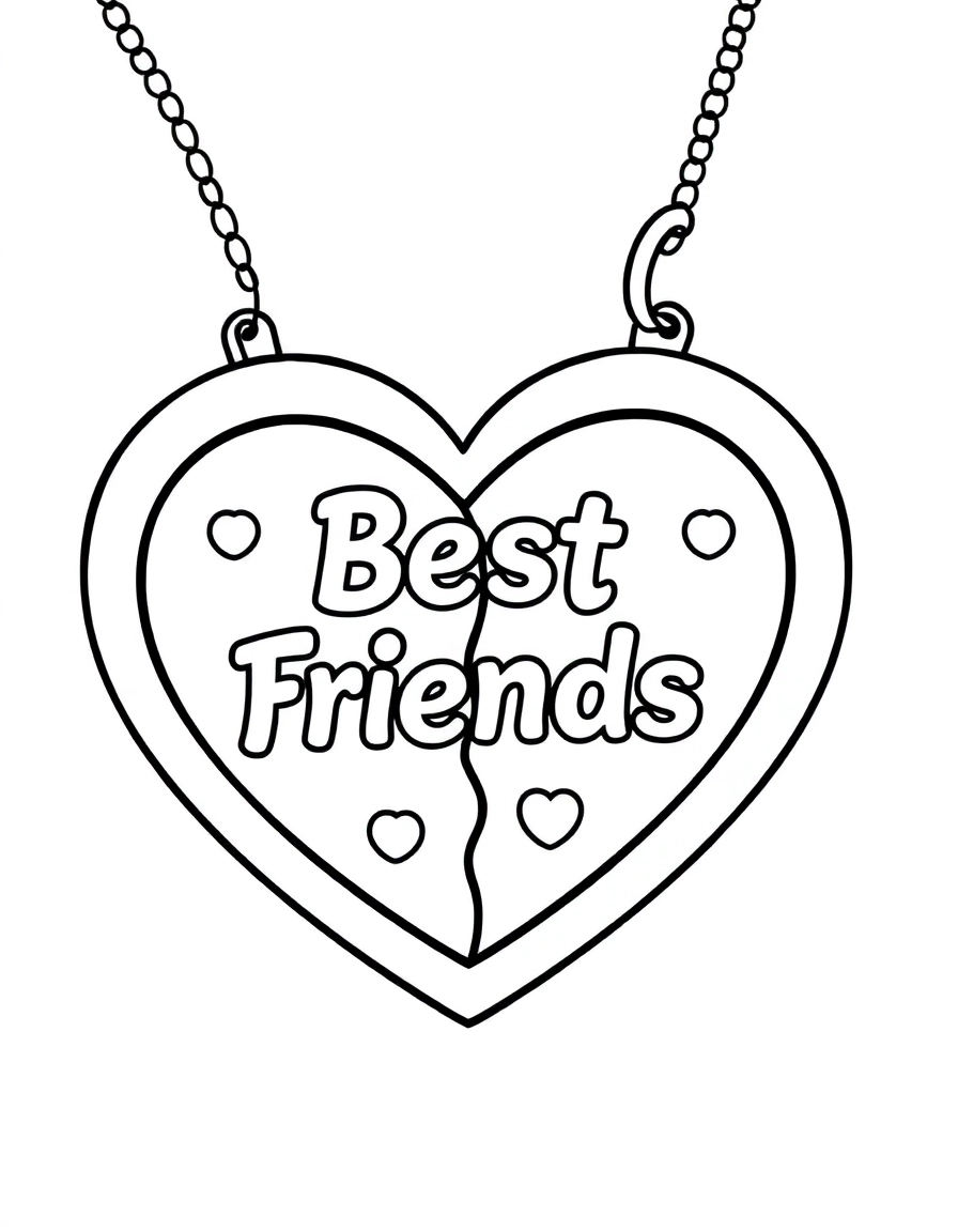 Best Friends Locket: A classic "Best Friends" heart locket split in two halves, with each half meant to be colored differently.