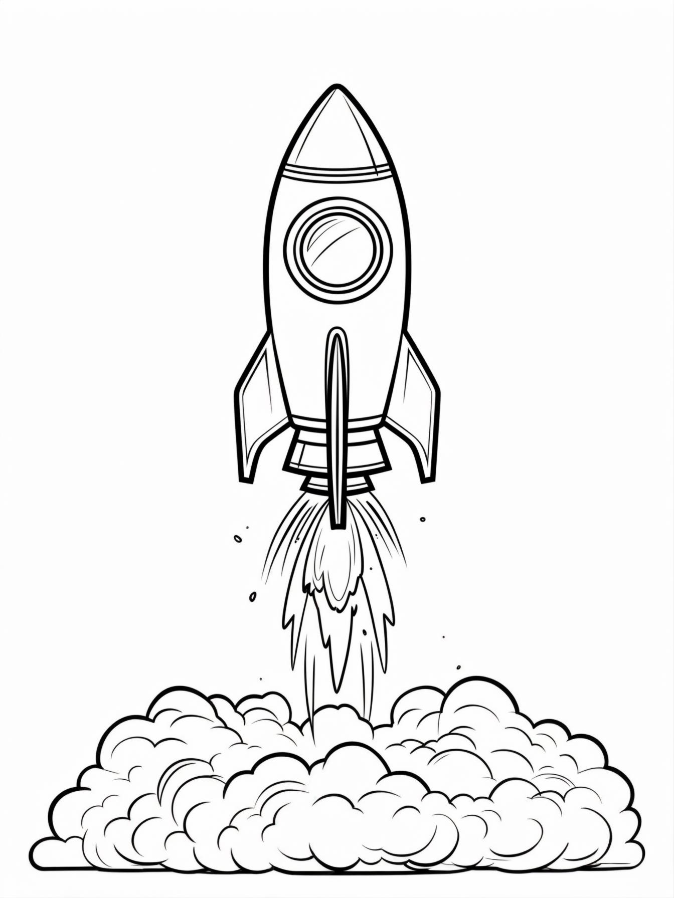 A rocket blasting off, plume of smoke and fire below