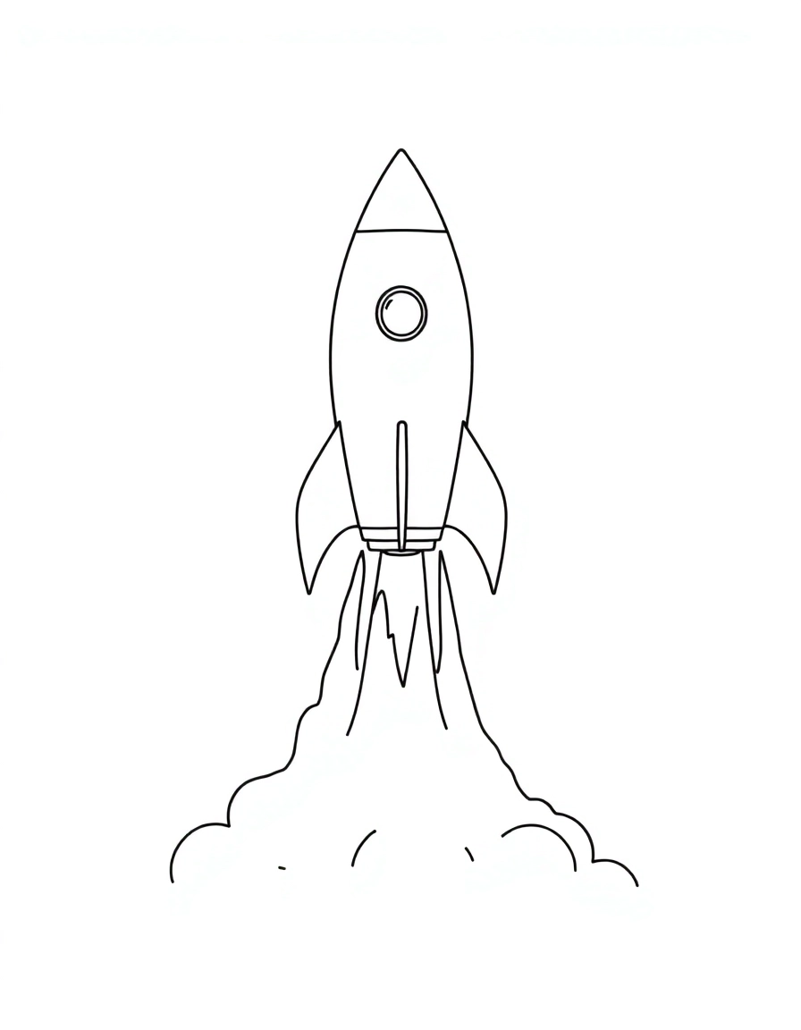 A rocket launching into the sky.