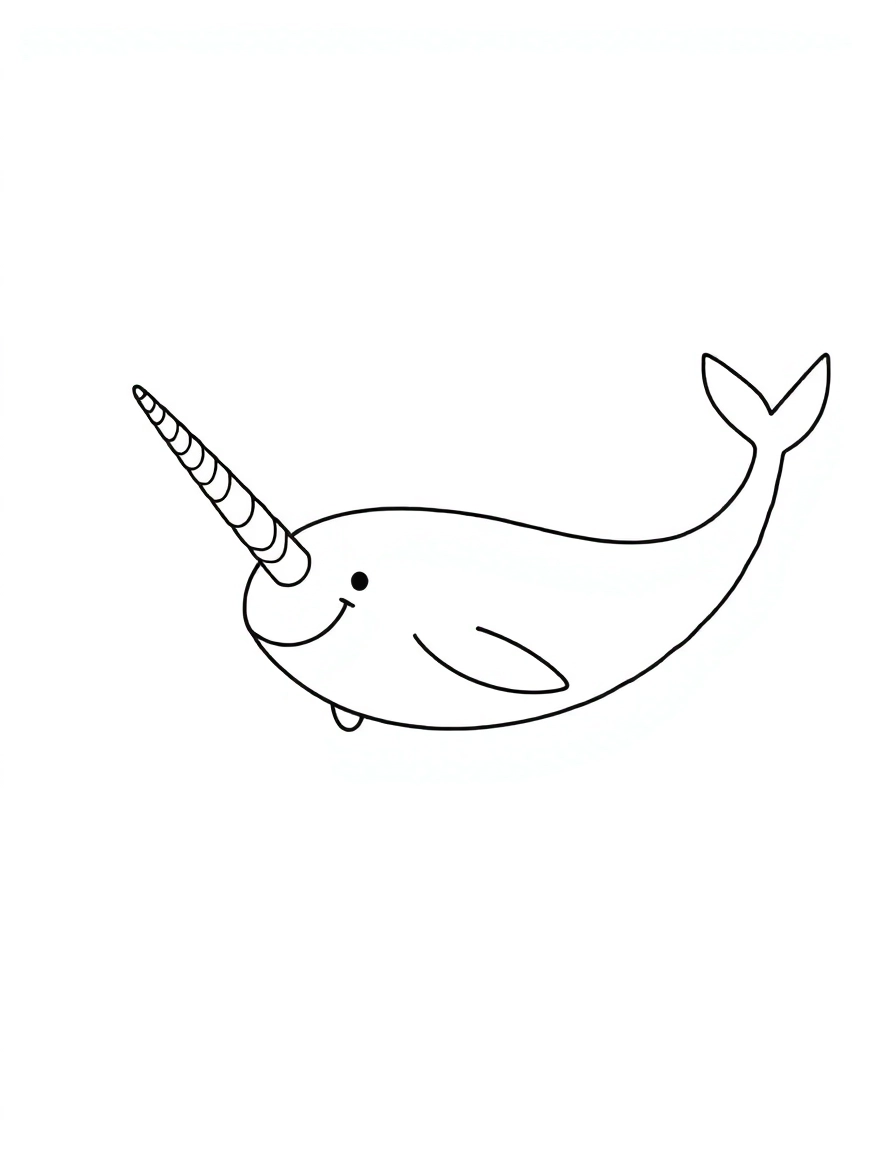 The Narwhal: A cheerful narwhal (the "unicorn of the sea") swimming under the ice with its tusk spiraled and sparkling.