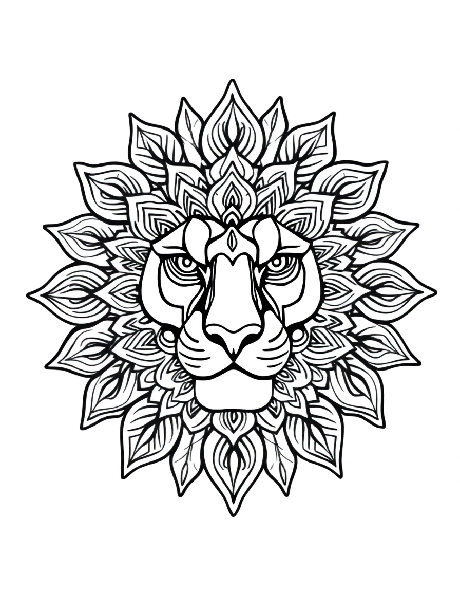 intricate lion face mandala