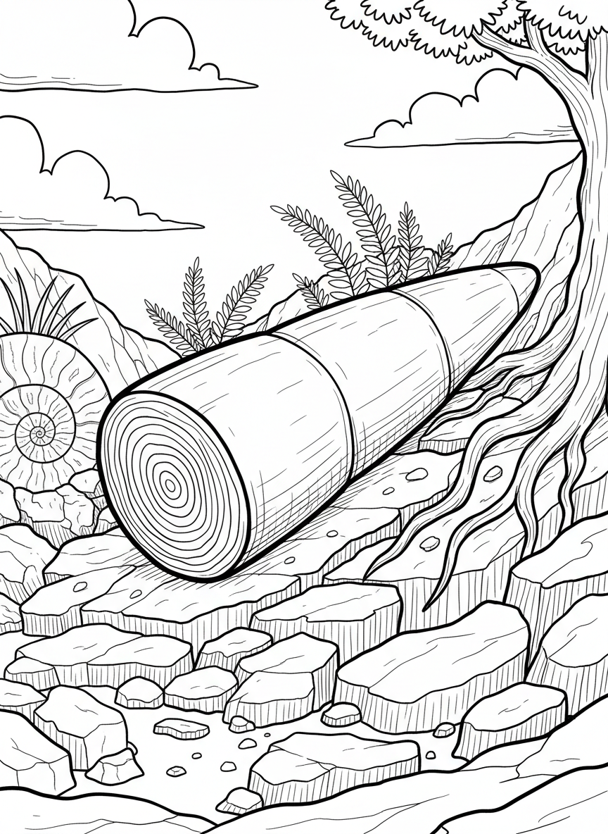A detailed belemnite fossil resembling a bullet shape with growth rings visible in cross-section