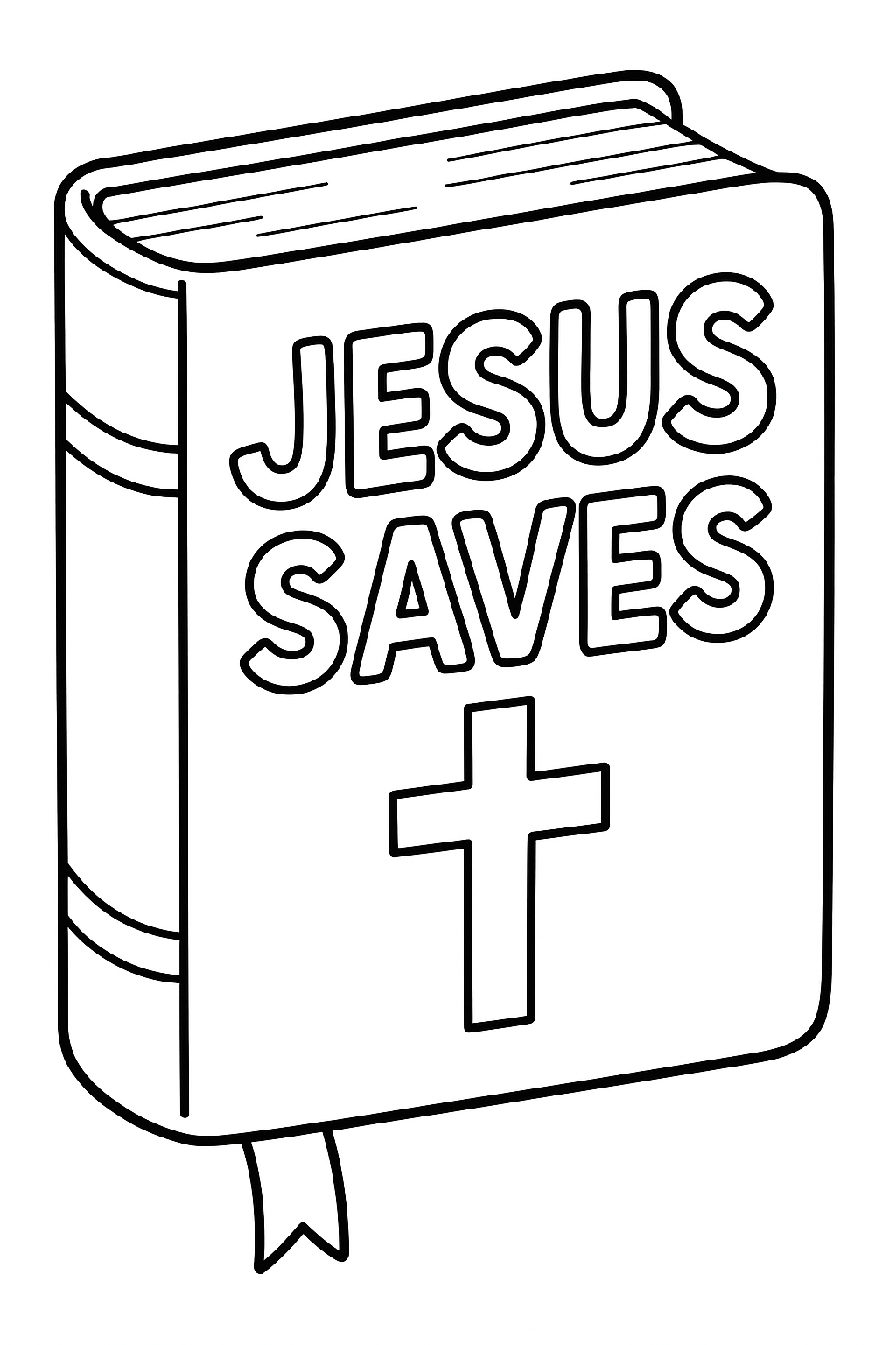 a book in the style of the bible with the words "Jesus Saves" on the front cover