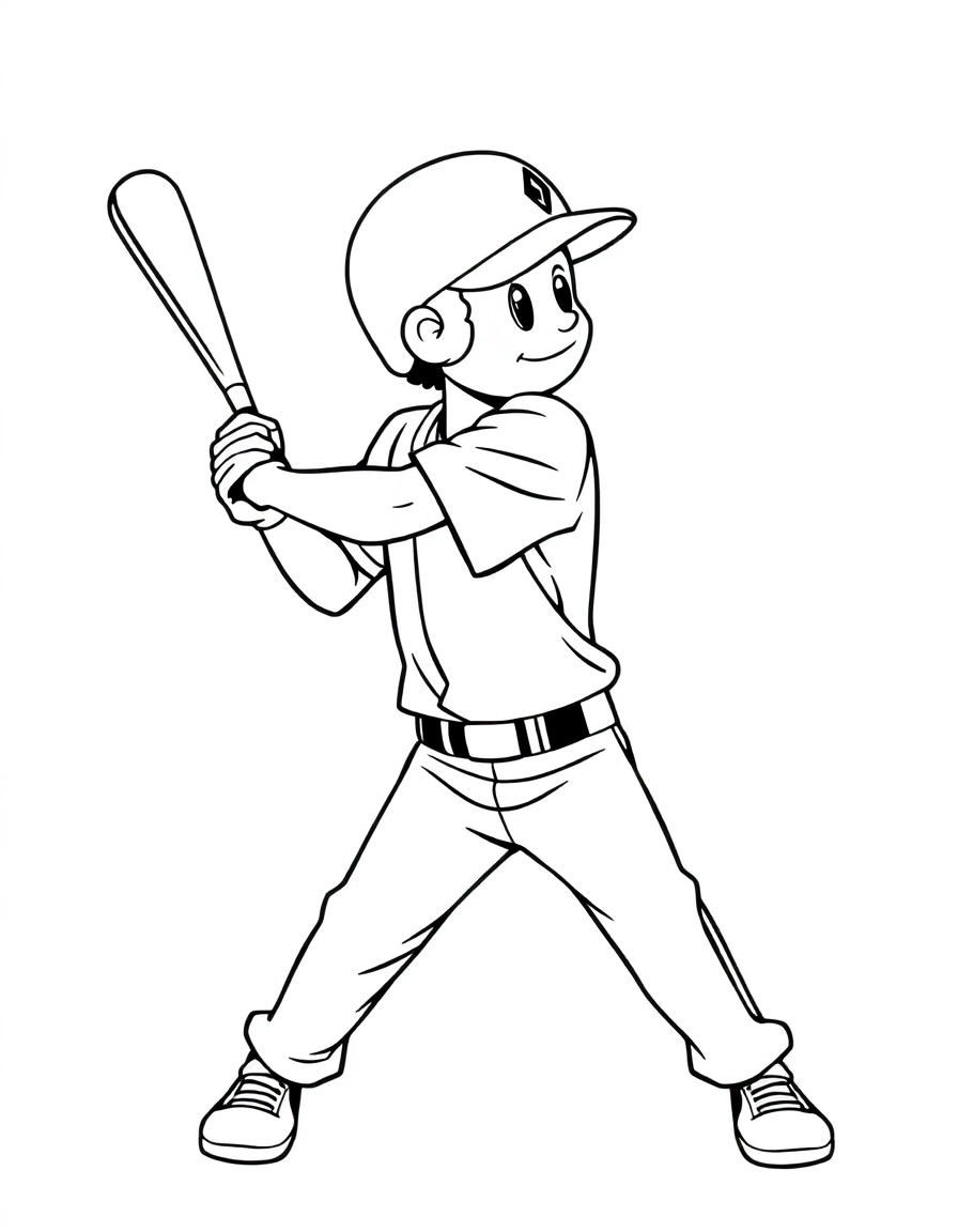 A baseball player at bat, ready to swing.