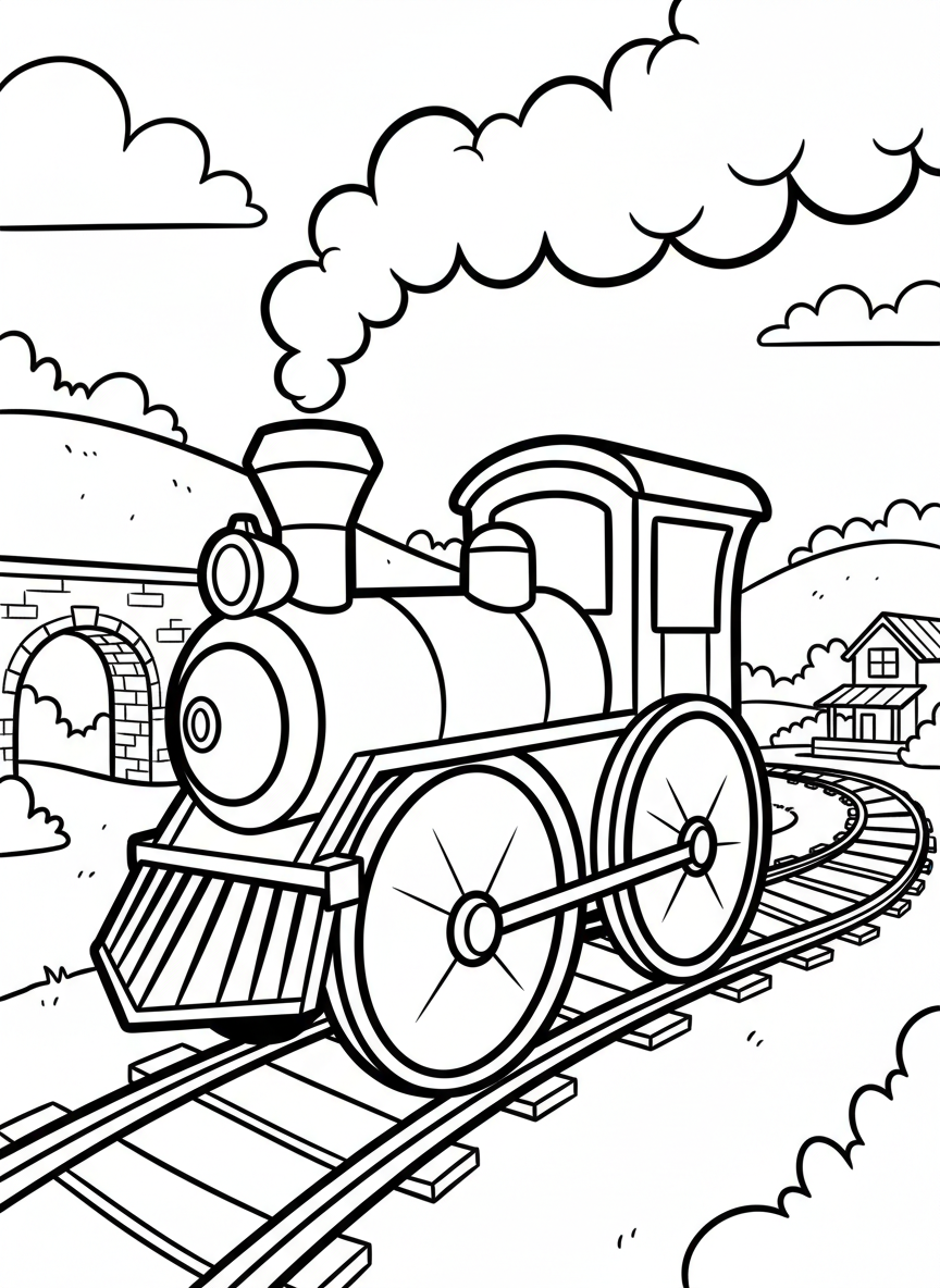 The number 100 designed as a train with the 1 as the engine and the zeros as wheels