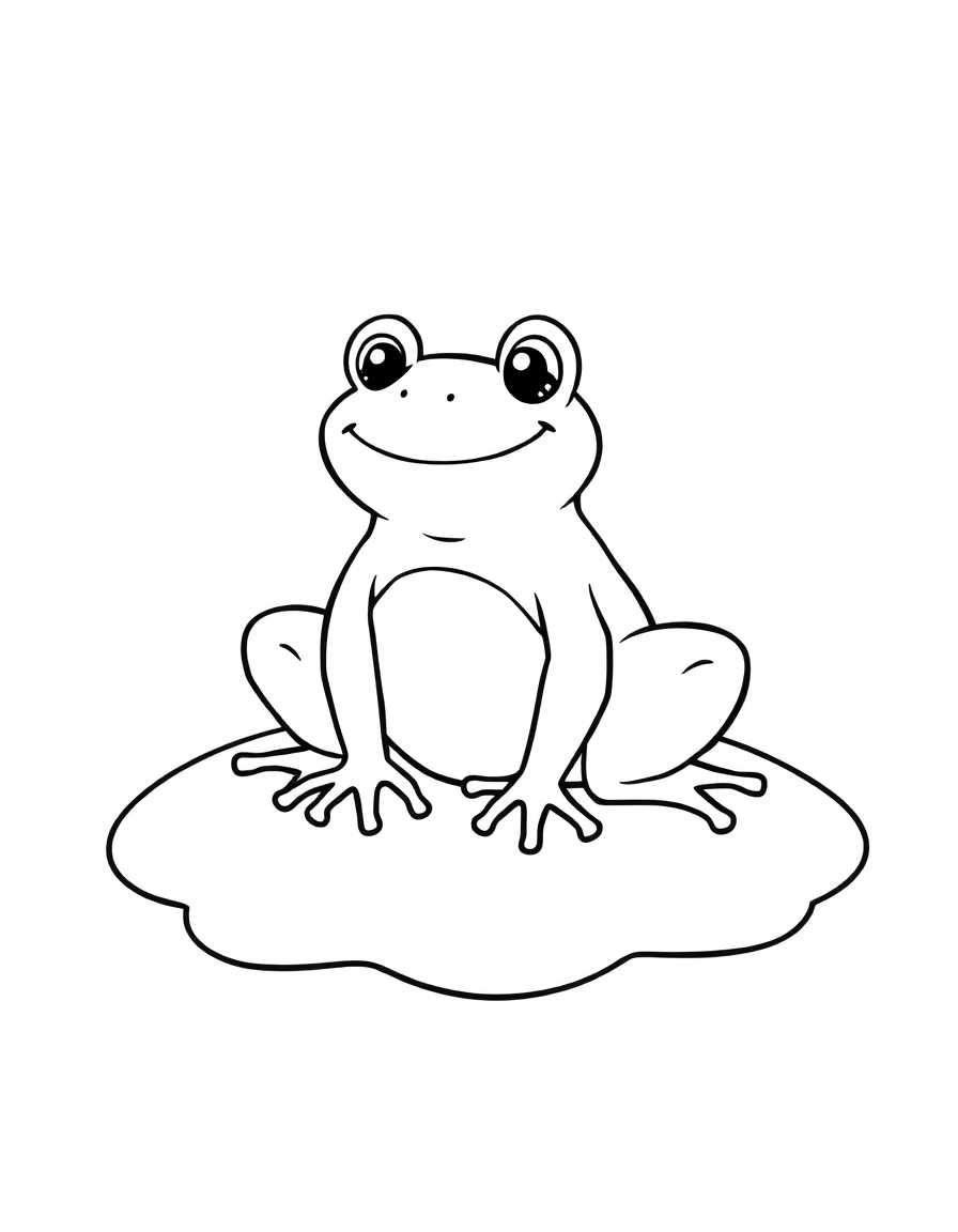 A happy frog sitting on a lily pad
