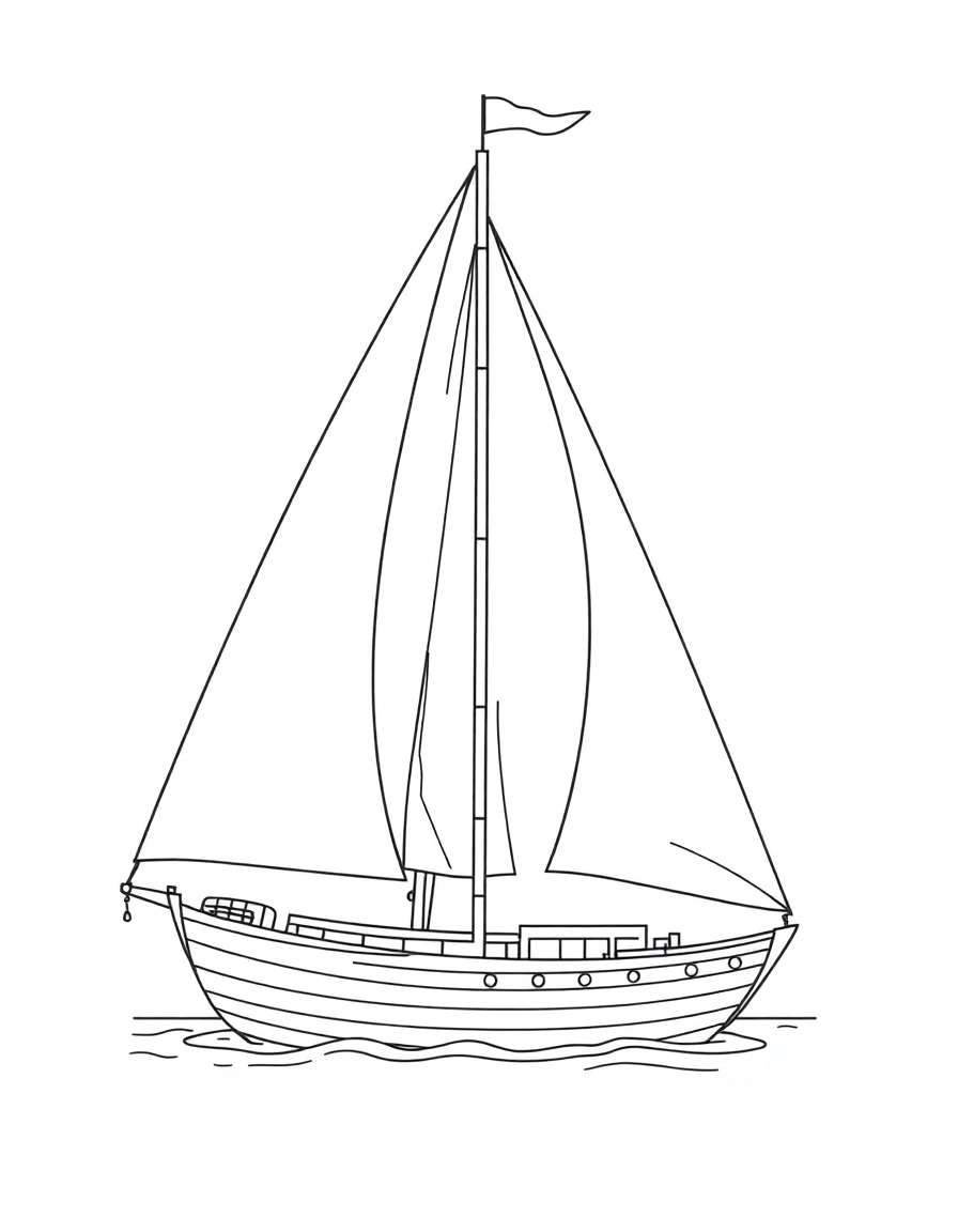 A classic, large sailboat with full sails.