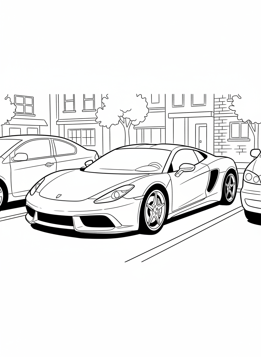 A sleek sports car with aerodynamic design and low profile, parked at an angle to show off its curves and details