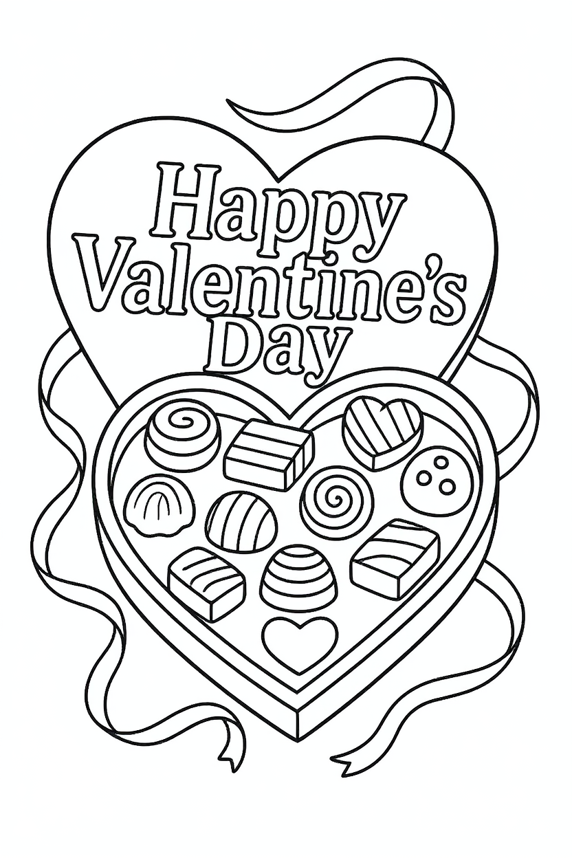 Change the text to "Happy Valentine's Day" on the chocolate box cover