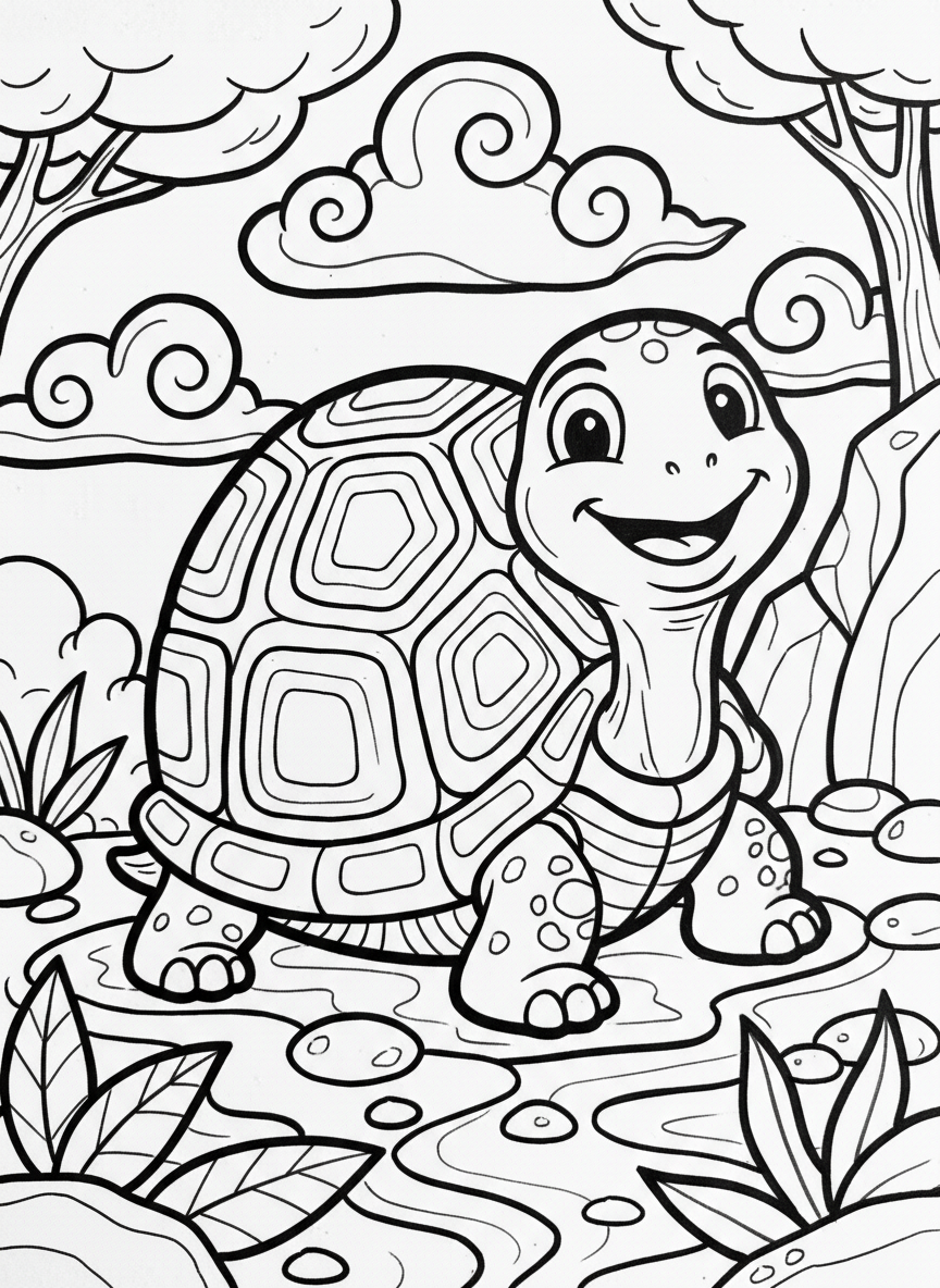 A clay sculpture of a friendly turtle with detailed shell segments and a happy expression.