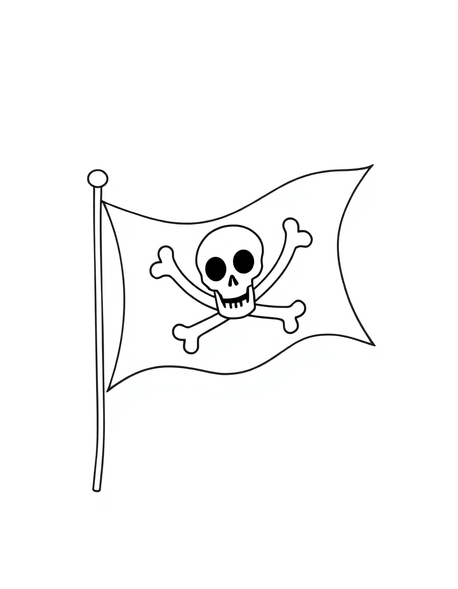 A pirate flag waving in the wind.