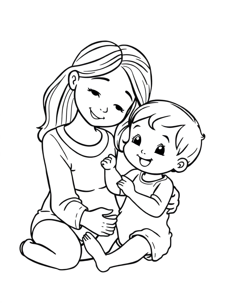 a baby playing with her mom