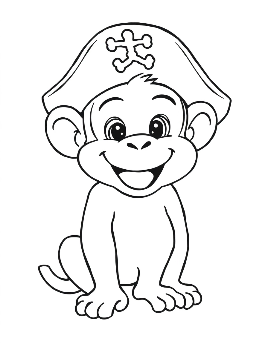 A monkey wearing a pirate hat.