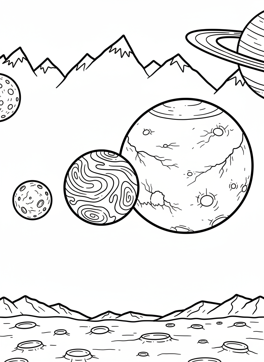 Mercury, Venus, and Mars shown together with their relative sizes and surface features, educational comparison scene