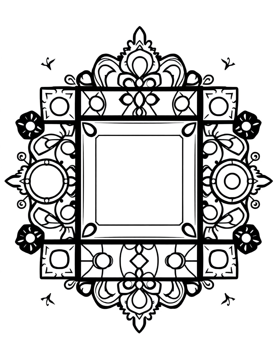 Geometric Fun: A design using only big squares, circles, and triangles—perfect for teaching shapes while coloring.